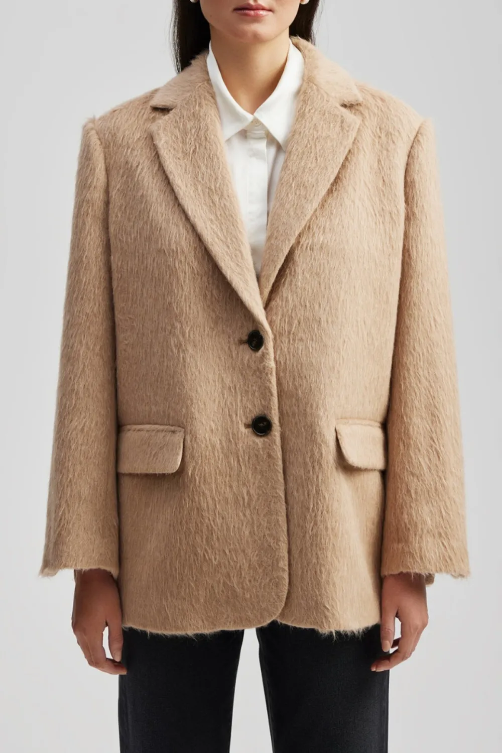 Fuzzy Wool Blend Blazer