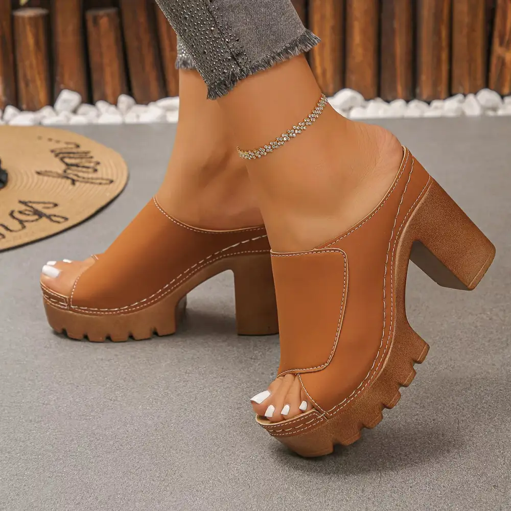 Chic Open Toe Block Heel Sandals