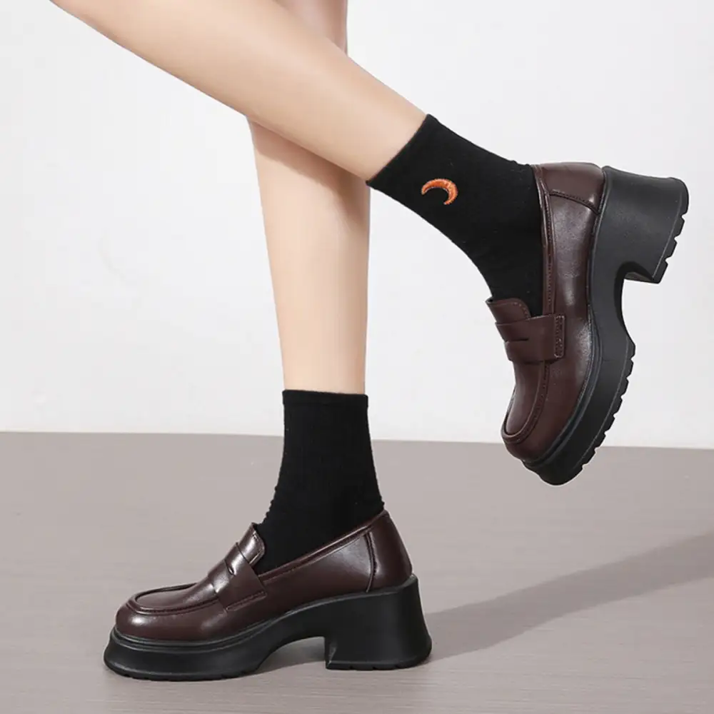 Round Toe Block Heels Loafers