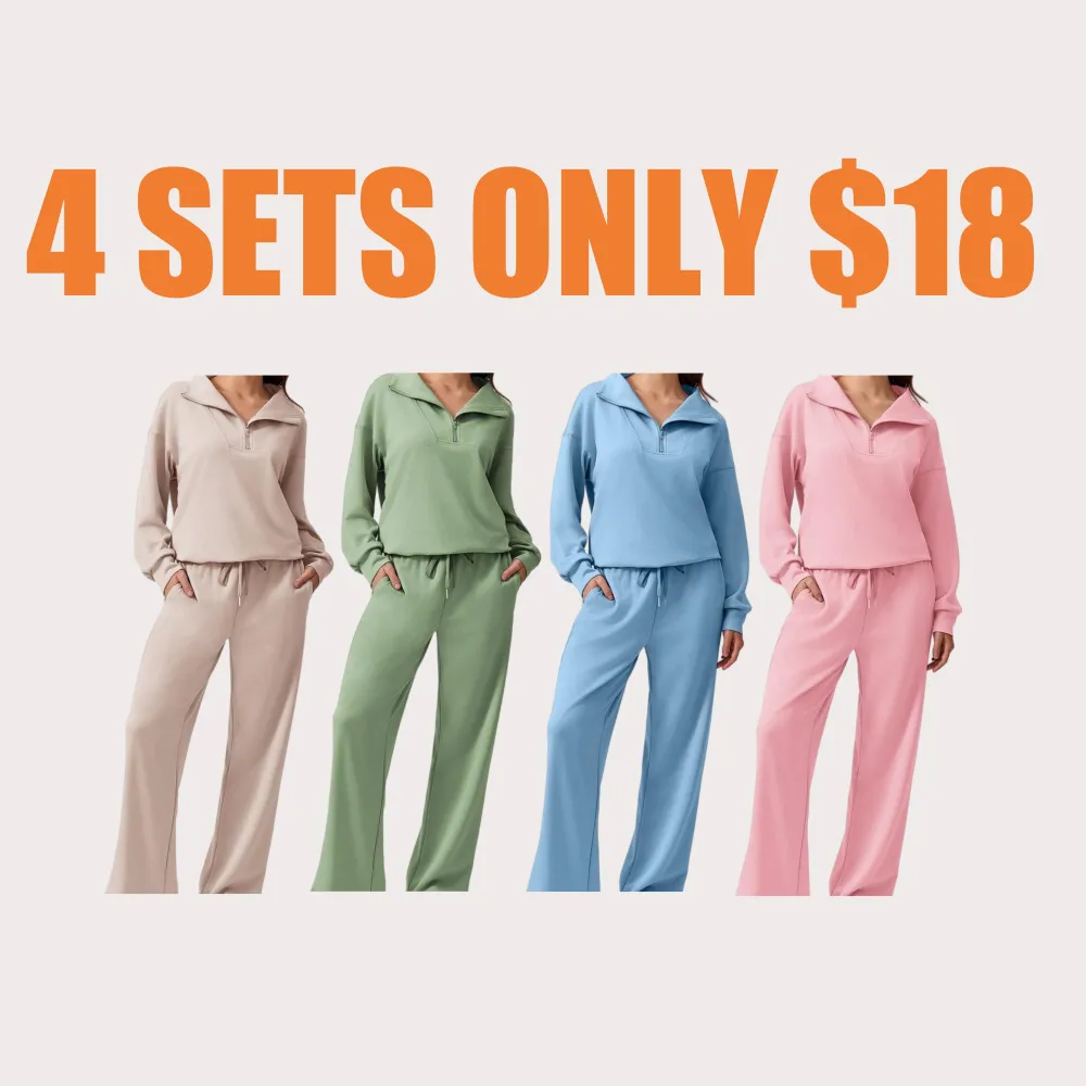 Women's 2-Piece Lounge Set – Half-Zip Pullover & Jogger Pants