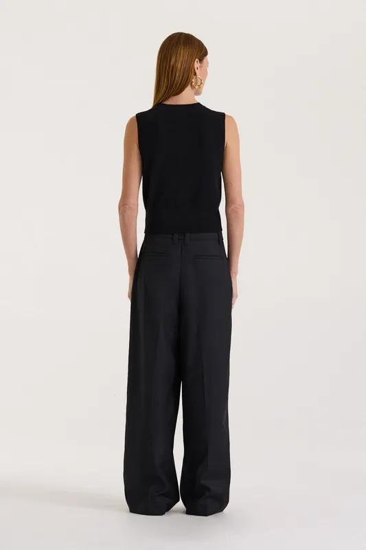 Black Cropped Button Front Knit Vest