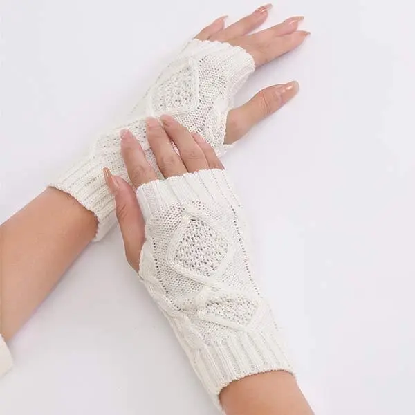 Knitted Wool Warm Half Finger Mitts 80899494C