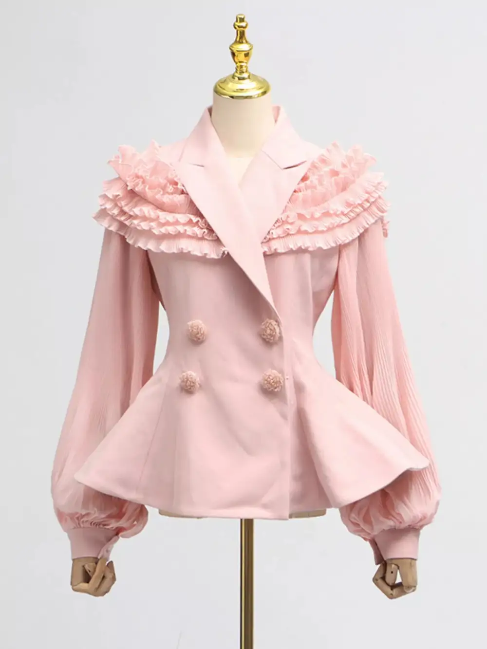 Textured Collared Button Front Detail Coordinated Set