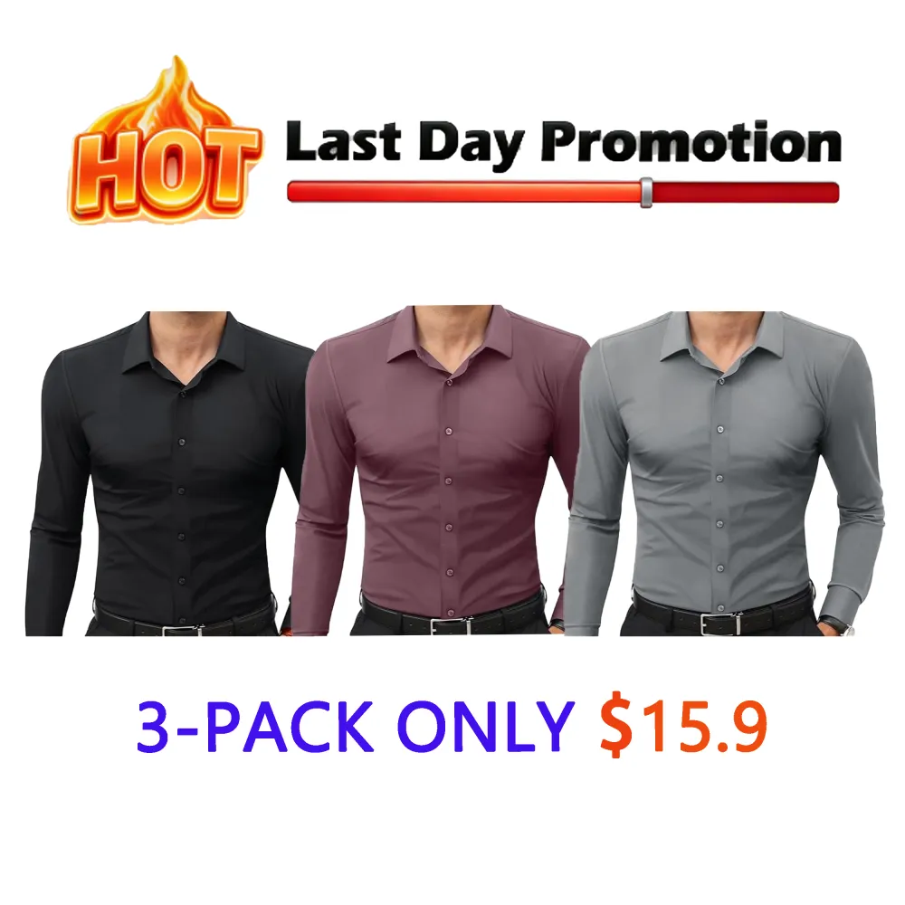 Dress Shirts 16-Way Stretch Slim Fit Long Sleeve Button Down Shirts Wrinkle Free Traveler Shirts Top Menswear