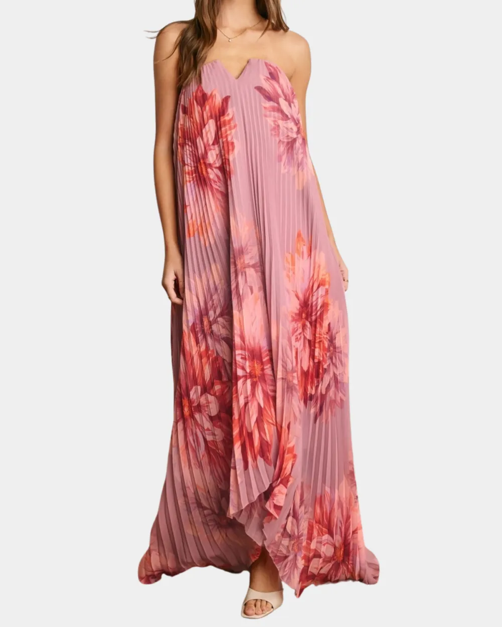 Floral Strapless Column Dress