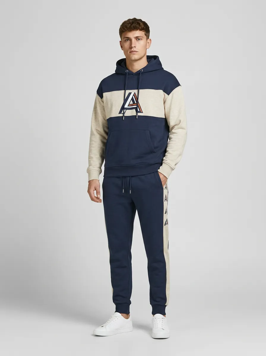 Men's Sporty A9 Logo Colorblock Printed Tracksuit