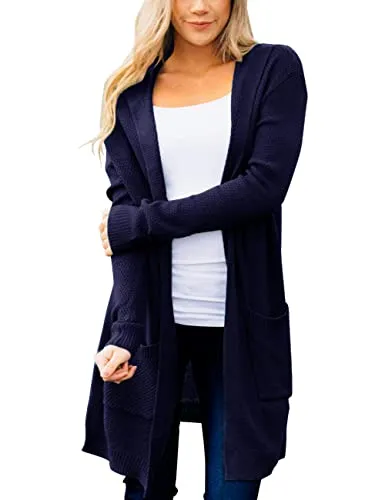 Women's Long Sleeve Open Front Hoodie Knit Sweater Cardigan Outwear