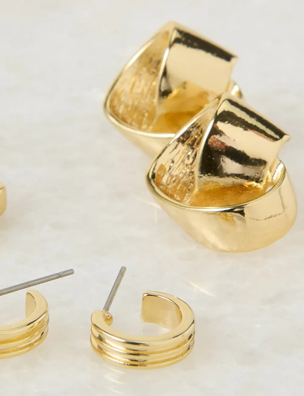 Creative Minimalist Geometric Design Gold Three-Piece Earrings