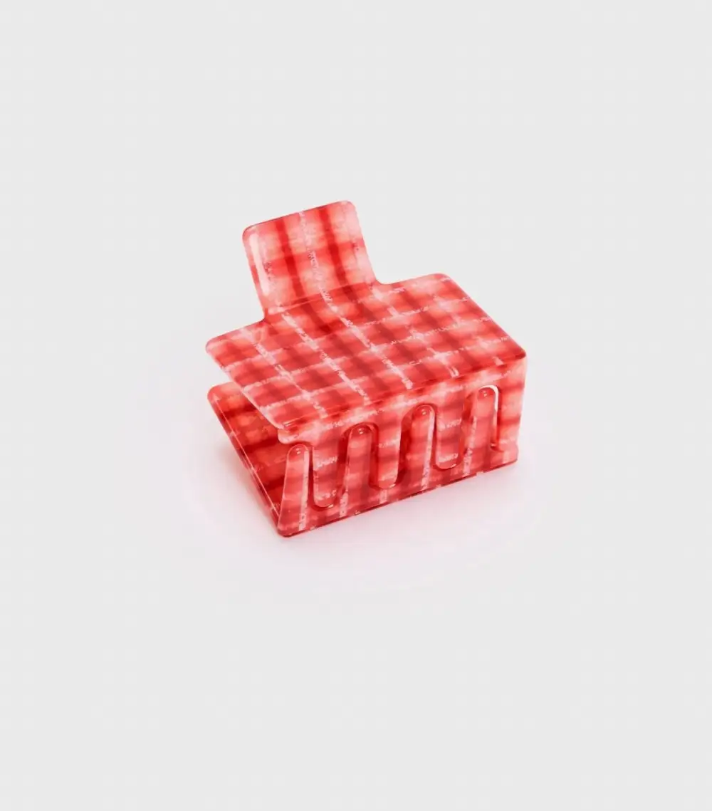 Midi Box Claw in Plaid Hair Clip
