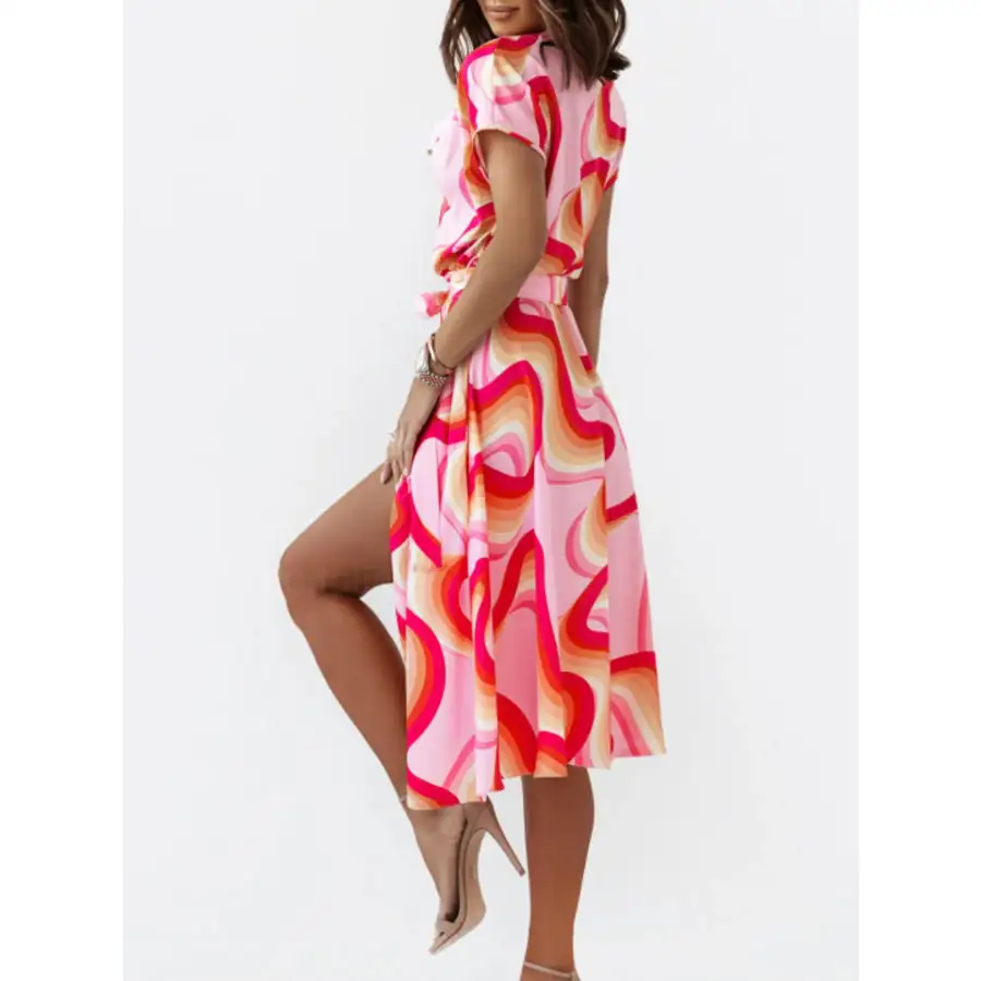 Button Front Midi Dress with Belt