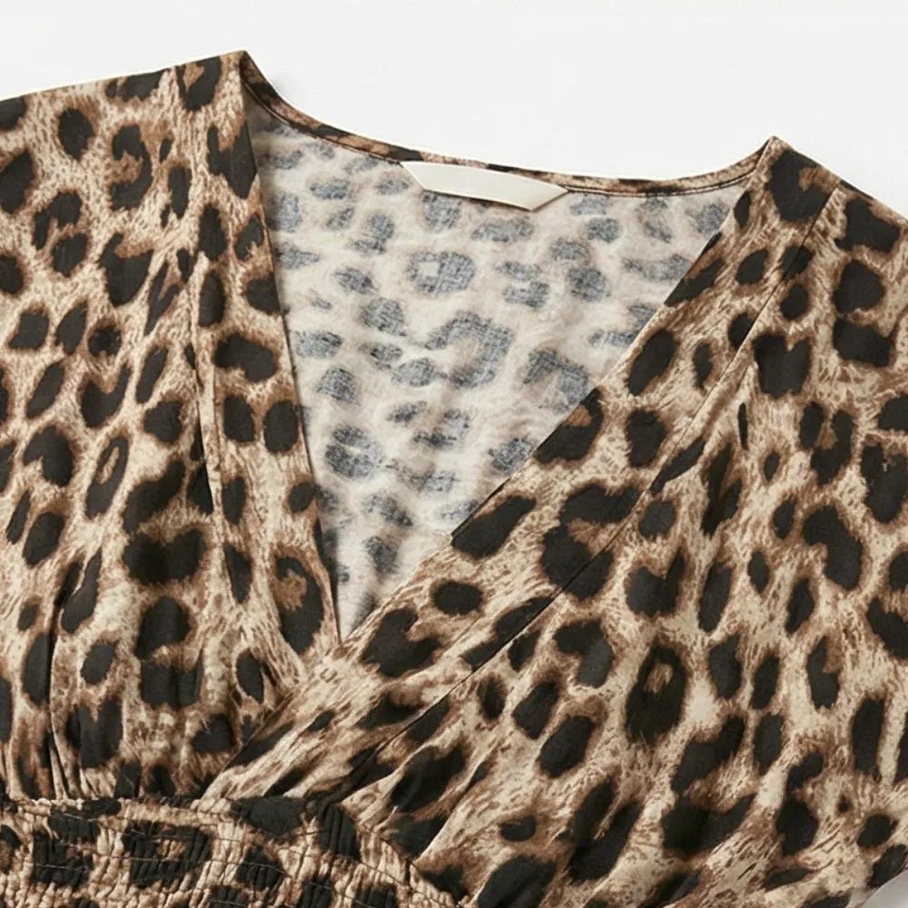 Ruched Waist Leopard Maxi Dress