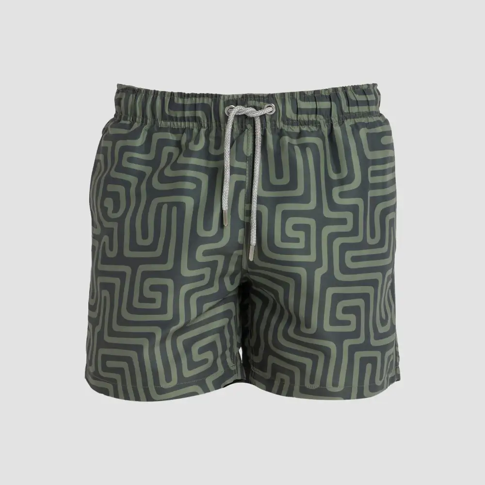 Khaki Maze Swim Shorts