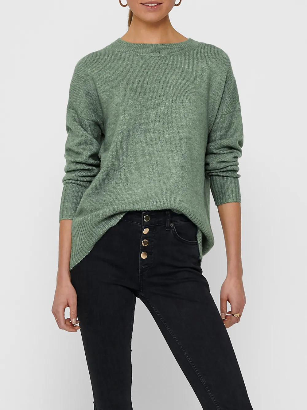 Crew Neck Plain Colored Cotton Sweaters