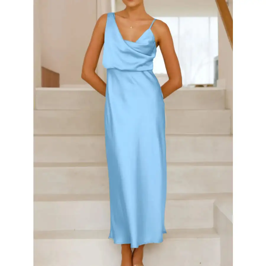 Satin Asymmetrical Midi Dress