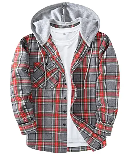 Men Plaid Long Sleeve Flannel Jacket