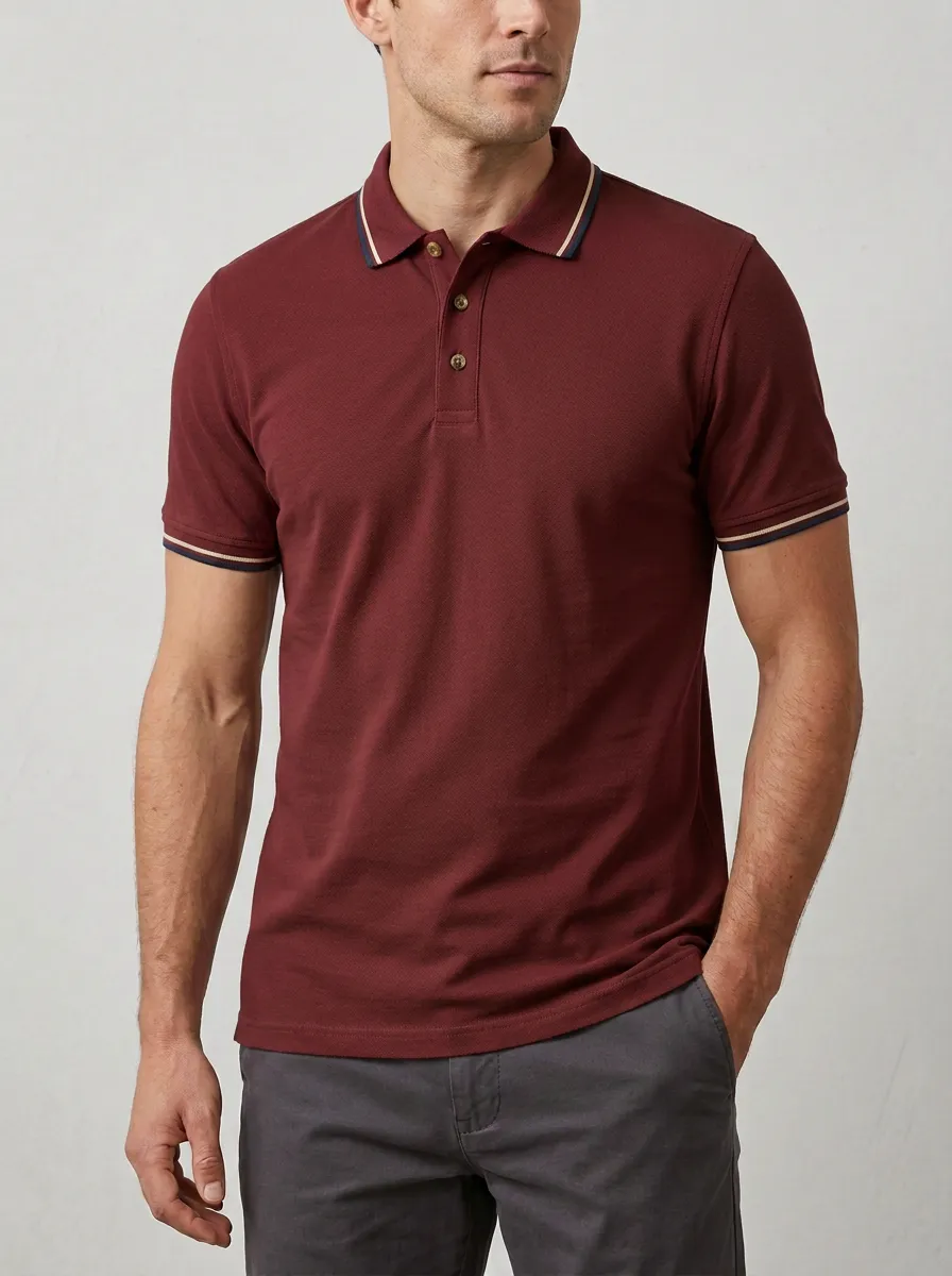 Women's Everyday Striped-Collar Collared Polo Shirt