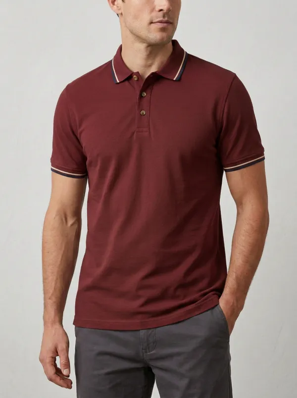 Women's Everyday Striped-Collar Collared Polo Shirt
