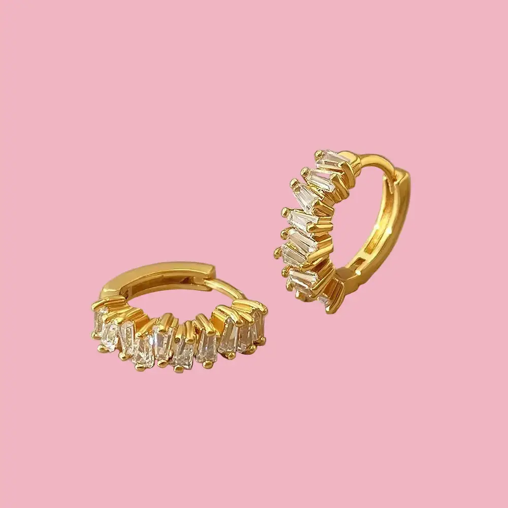 Baguette Asymmetric Hoop Earrings