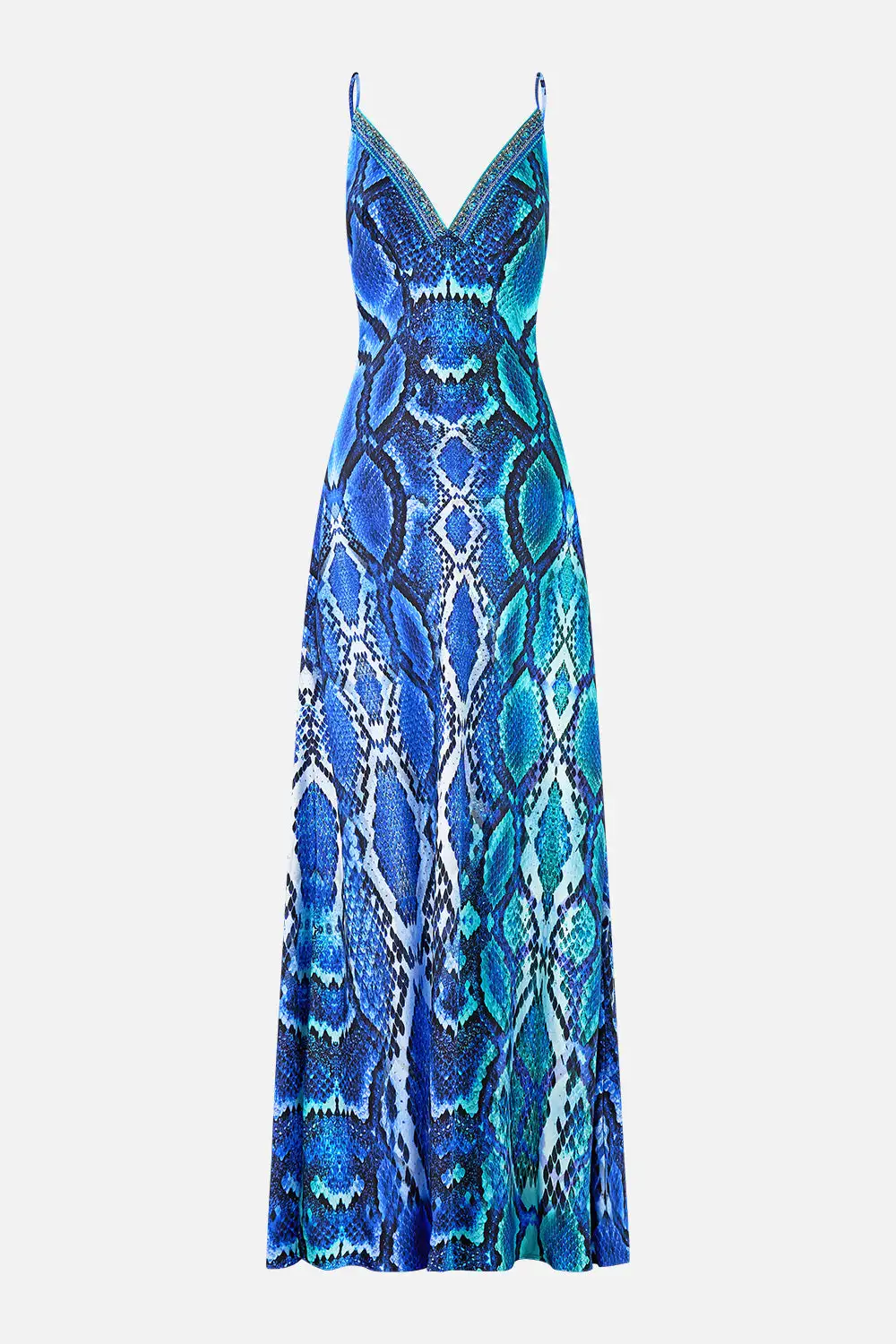 V-Neck Full Length Bias Slip Dress