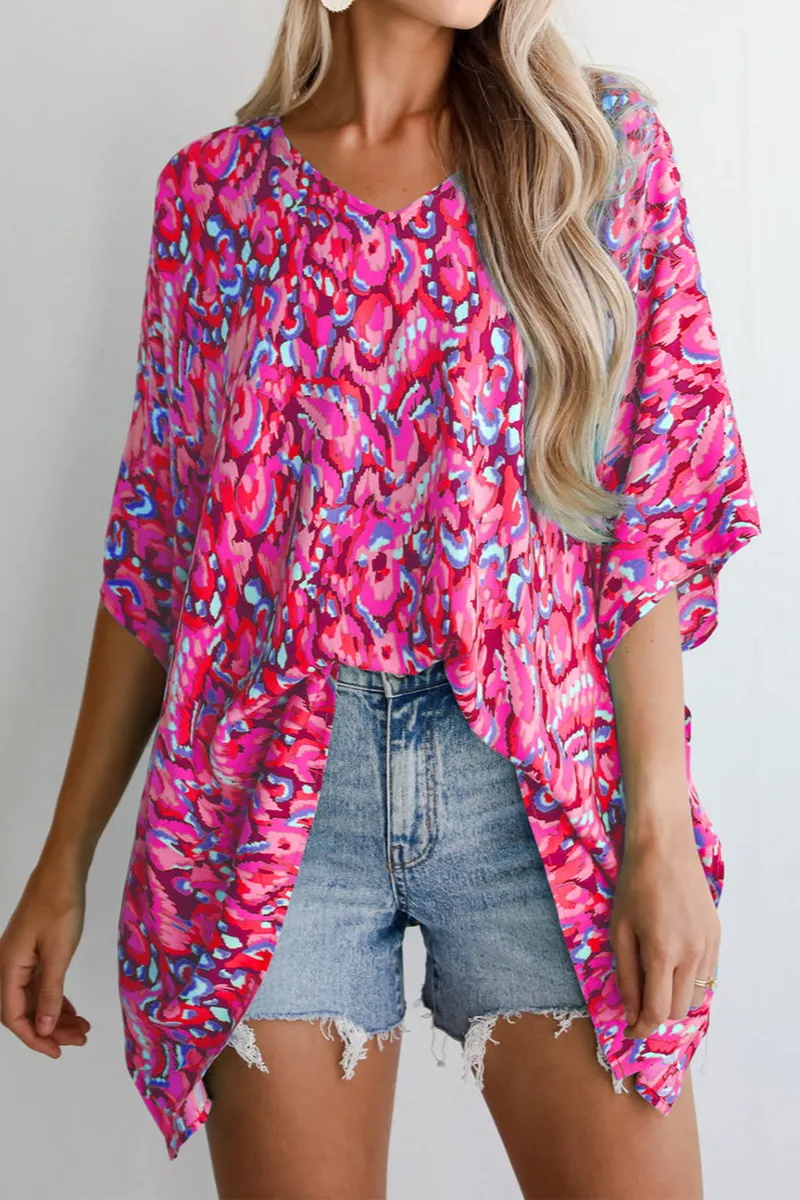 Abstract Print V-Neck Relaxed Fit Blouse
