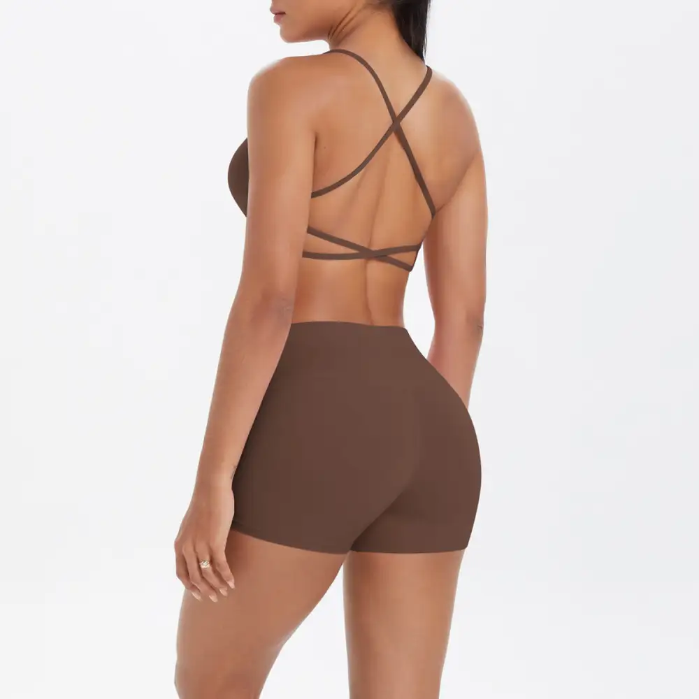 Backless Sleeveless Two-Piece Top and Shorts Active Set