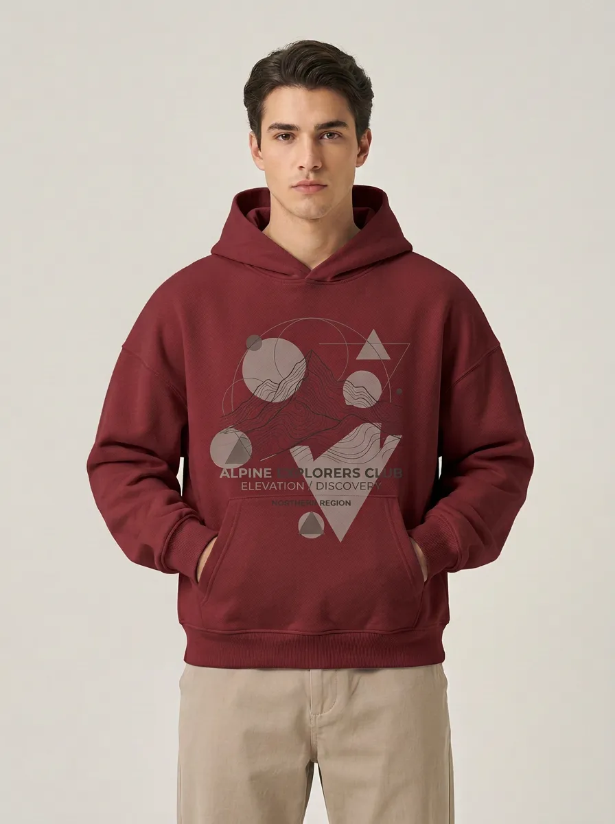 Men's Alpine Explorer Mountain Geometric Graphic Hoodie