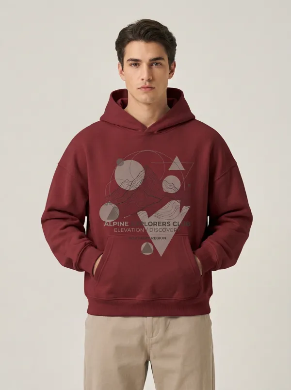 Men's Alpine Explorer Mountain Geometric Graphic Hoodie