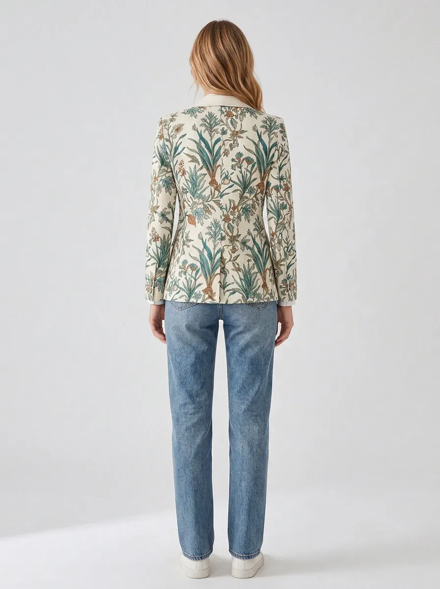 Women's Botanical Garden Floral Printed Blazer Jacket
