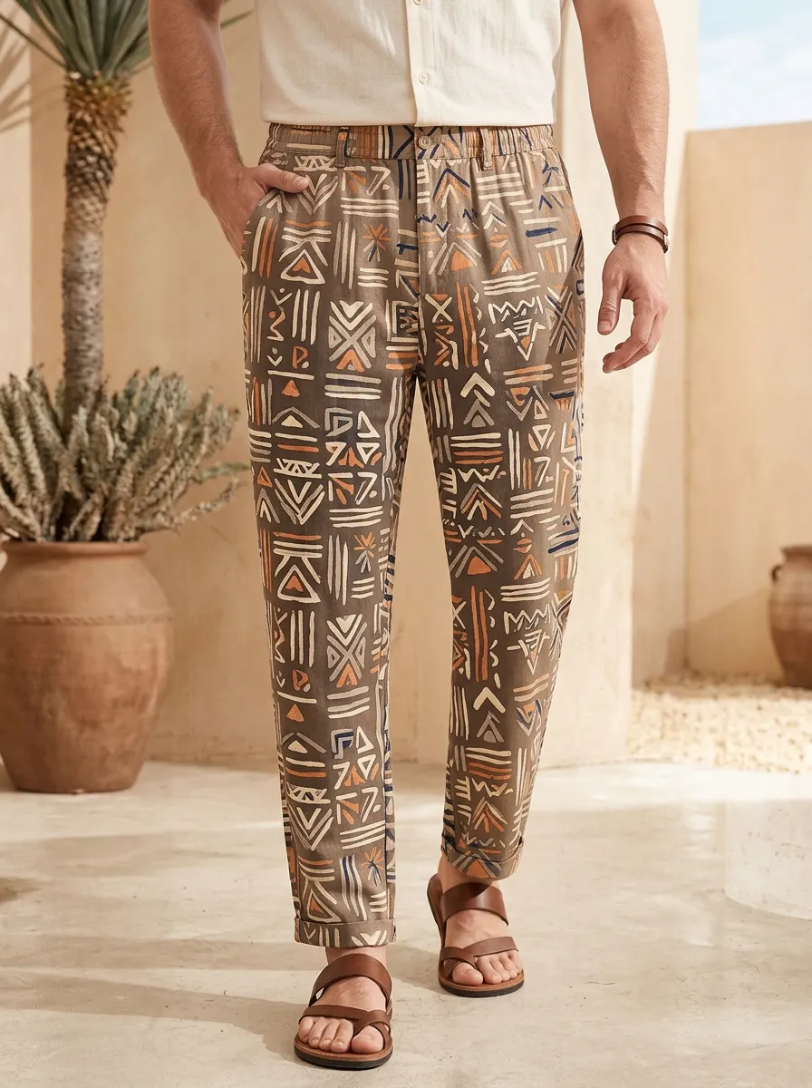 Men's Printed Bohemian Tribal Geometric Pants