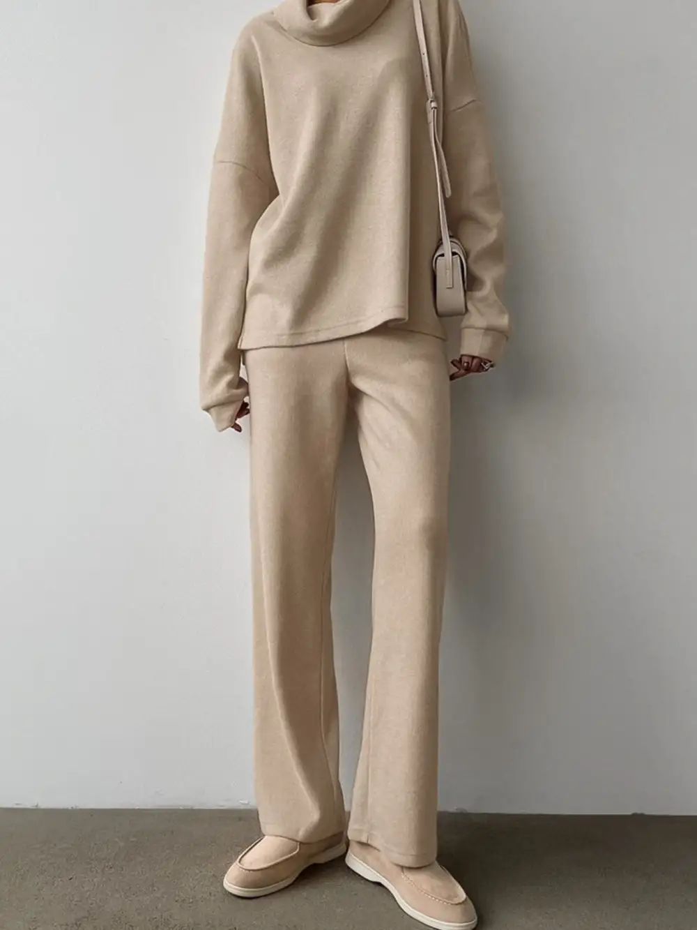 Relaxed Turtleneck Long Sleeve Top and Pants Set