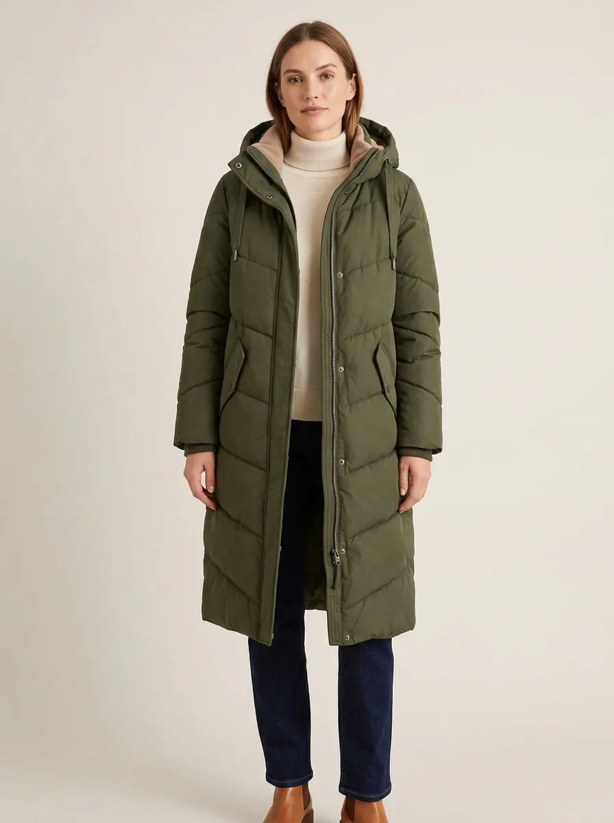 Heritage Quilted Long Hooded Coat