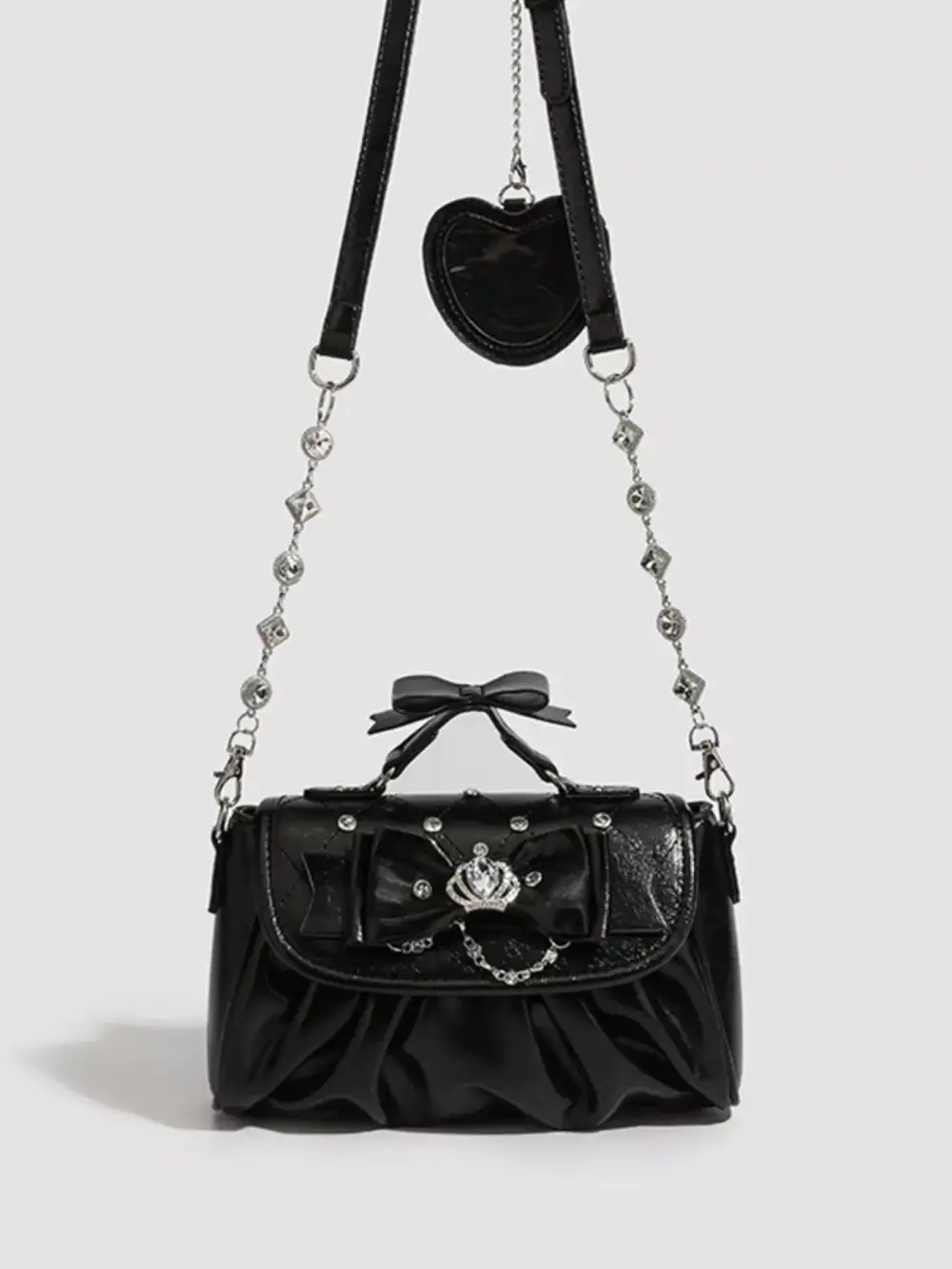 Ruched Bow Crossbody Bag
