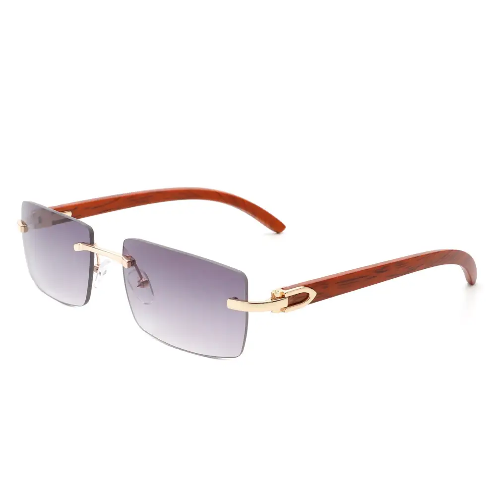 Rectangle Rimless Frame Sunglasses