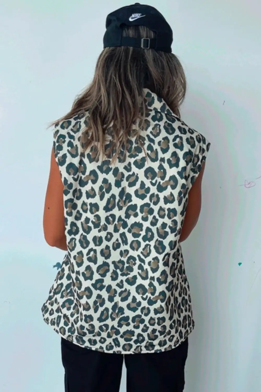 Leopard Open Front Vest Jacket