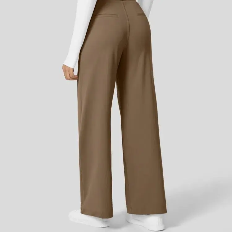 Women‘s Flex High Waisted Plicated Side Pocket Straight Leg Work Pants