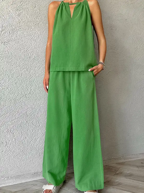 Relaxed Cutout Vest And Pants Set