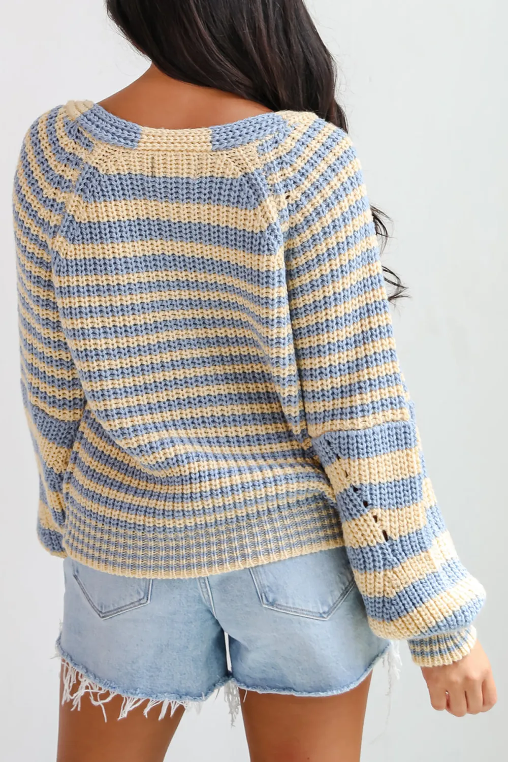 Blue Striped Sweater Cardigan