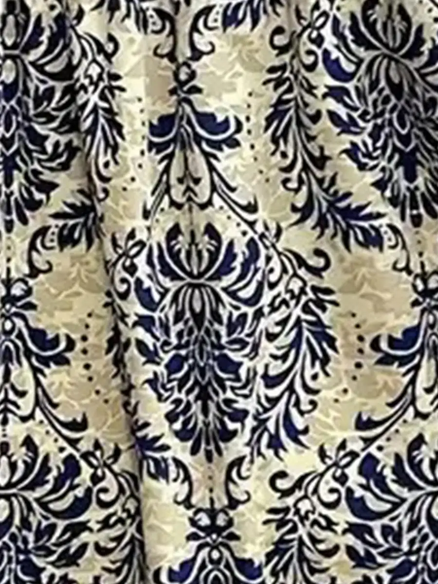 Boho-Print V-Neck Loose Fitting Mini Dress