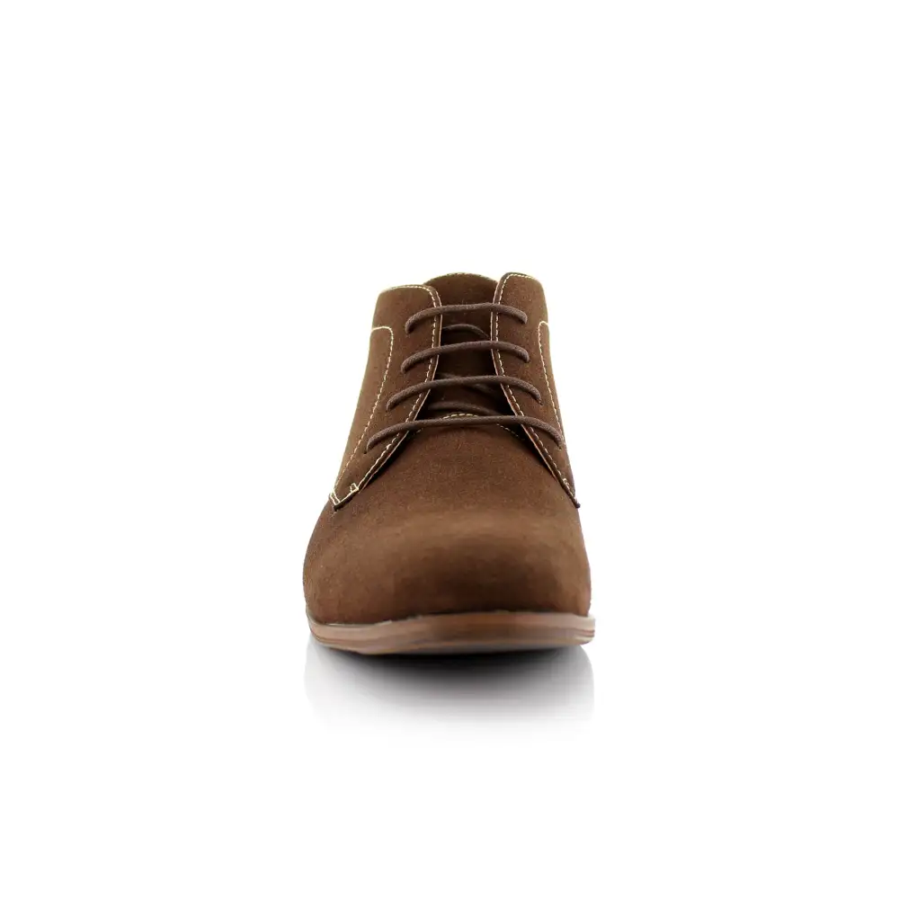 Polished Faux-Suede Suede Faux-Leather Chukka Boots