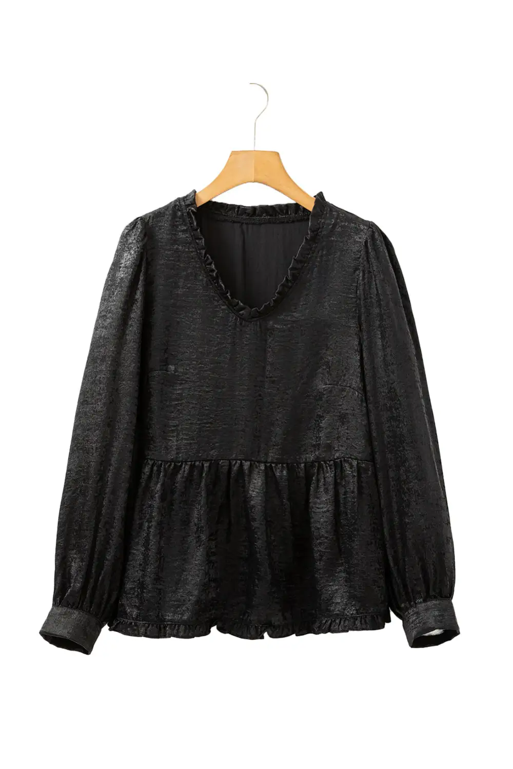 Layered Velvet Frilled Puff Sleeve Blouse