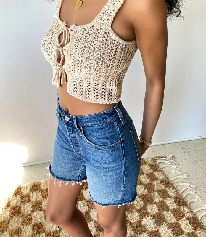 Mid-Thigh Denim Shorts