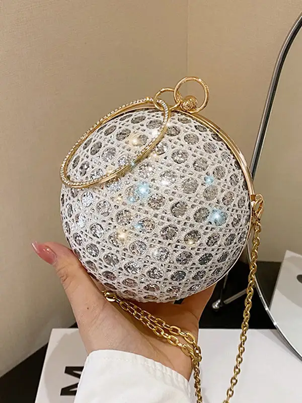Chain Geometric Rhinestone Crossbody Bag