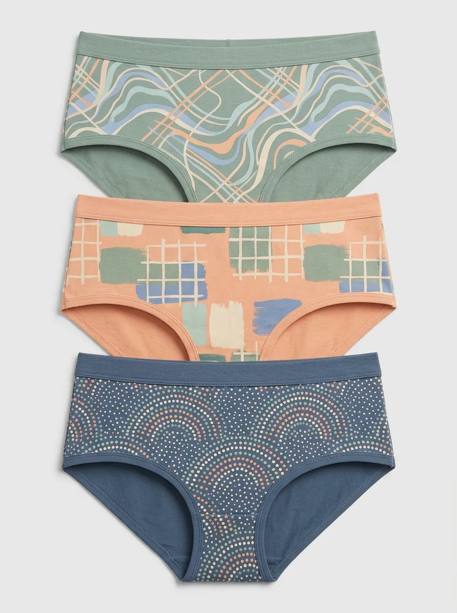 Women's Abstract Geometric Dotted Print 3-Pack Briefs
