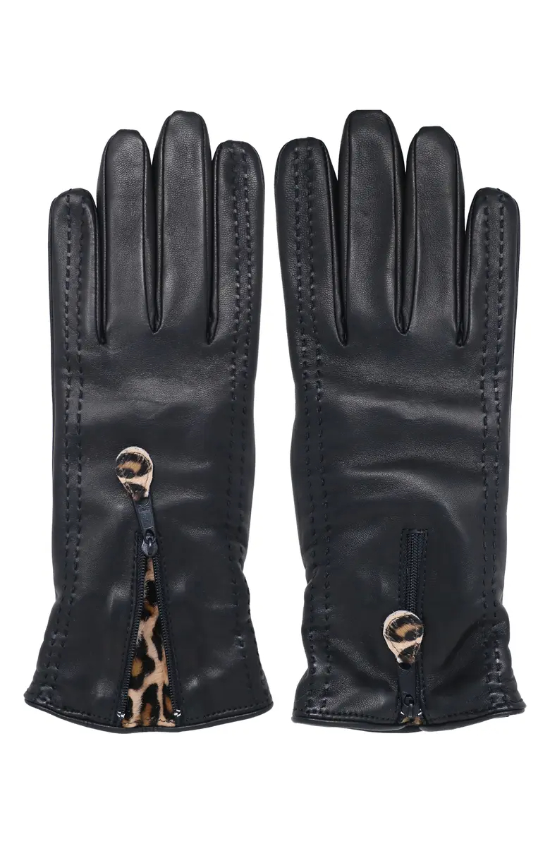 Zippered Cashmere-Lined Leather Gloves