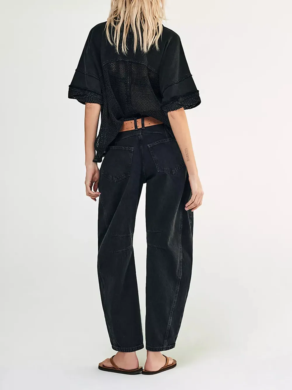 Casual Style Mid Rise Barrel Jeans