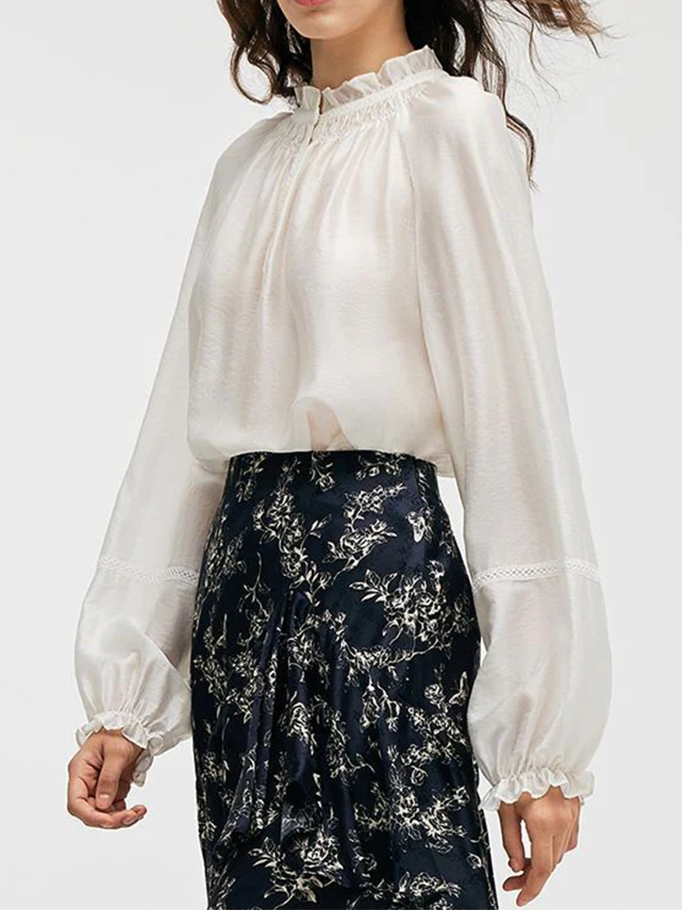 Loose Ruffle Neck Women Blouse