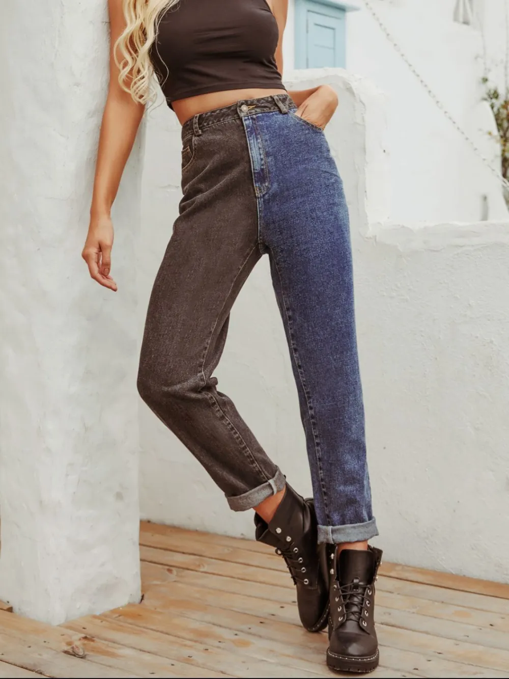 Pocketed Straight Leg Denim Jeans