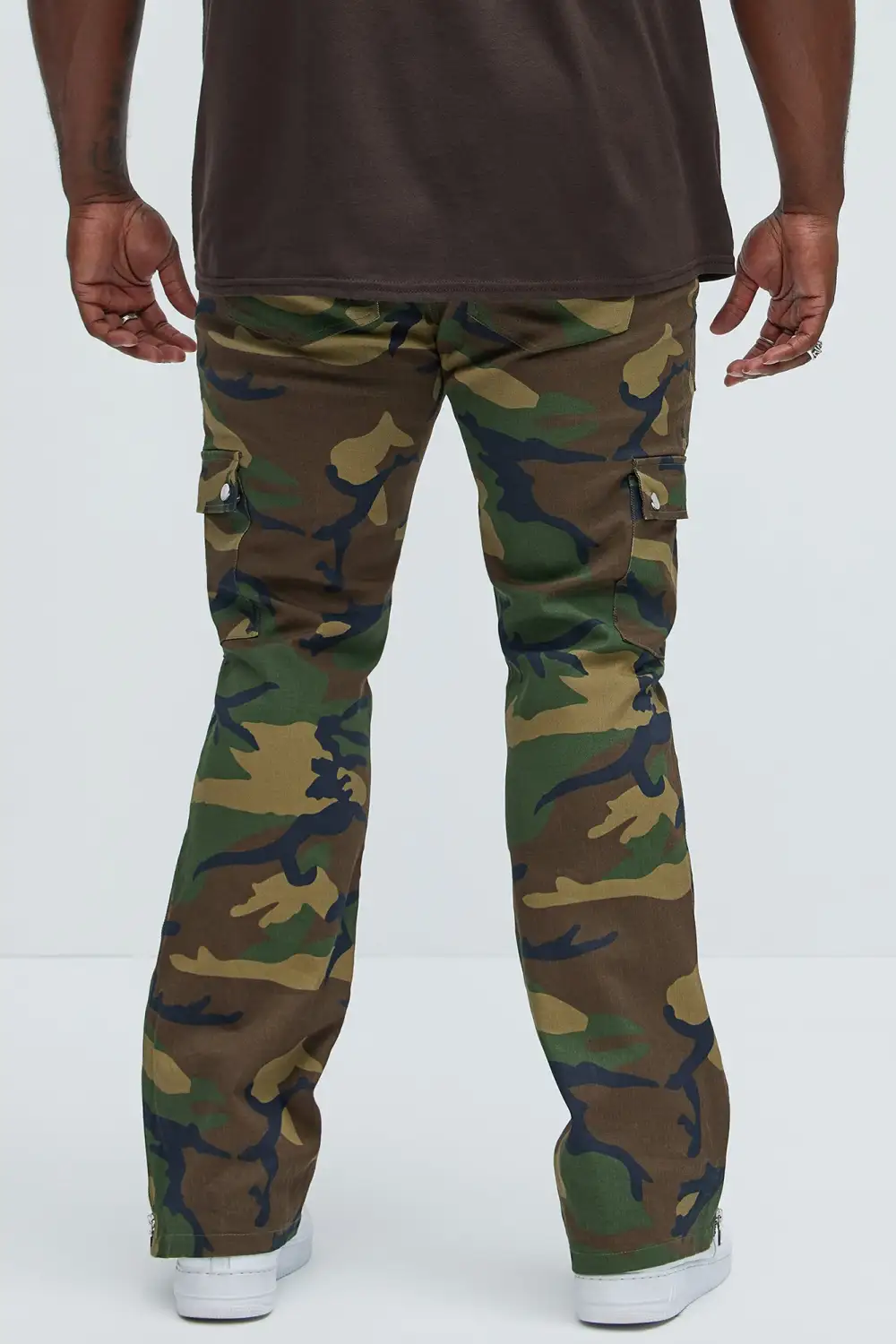 Waxed Cargo Zipper Flare Pants