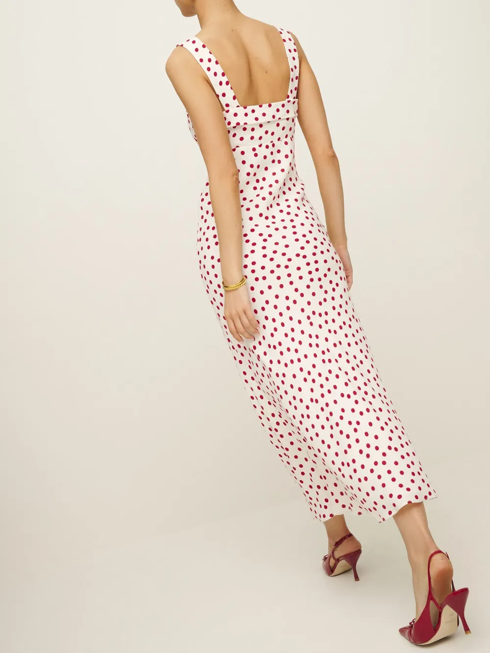 Ruffled Neckline Gingham Maxi Dress