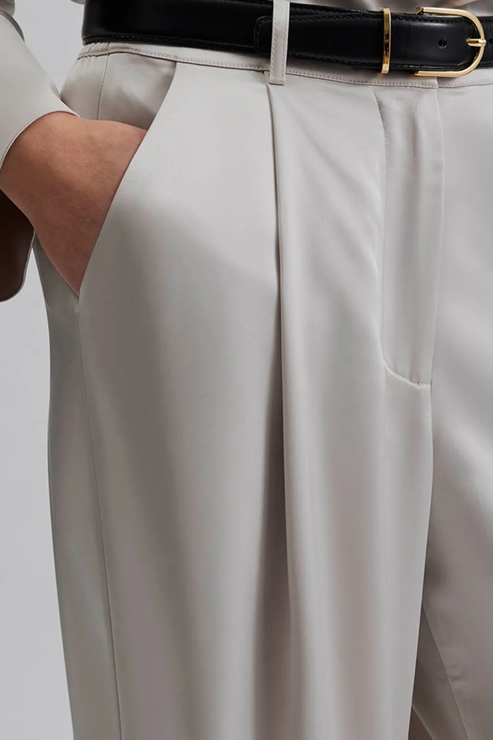 Elastic Waist Satin Trousers